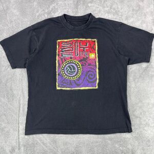 Vintage Sideout Boxy T-Shirt Men's Black Graphic Print Crew Neck Volleyball